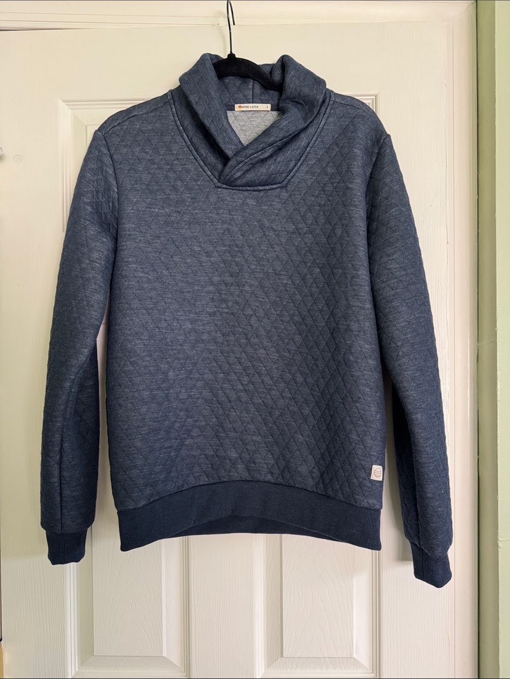Marine Layer Corbin quilted shall collar pull over blue S